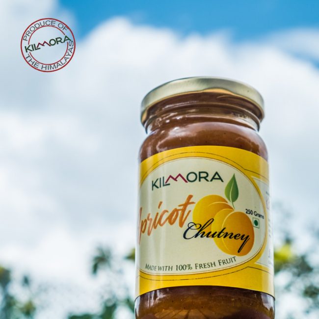 250 gram glass jar of Kilmora's Apricot Chutney