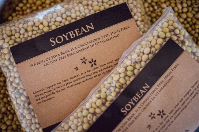 Image with two packets of Soybean labelled Soybean