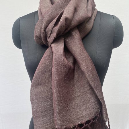 Cotton linen stole in shades of sepia and taupe