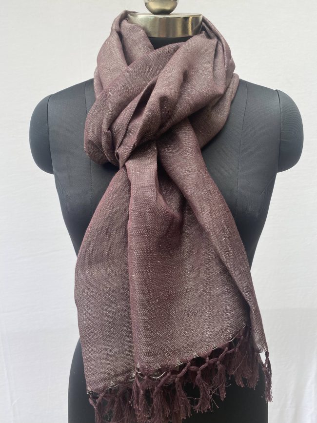 Cotton linen stole in shades of sepia and taupe