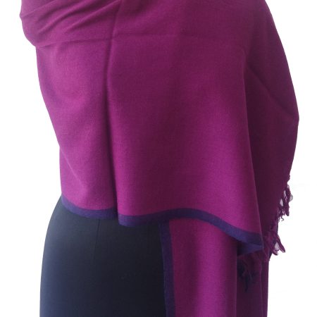 Merino wool stole from Kilmora in rich magenta edged with the deep eggplant purple