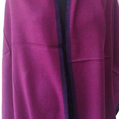 Merino wool stole from Kilmora in rich magenta edged with the deep eggplant purple