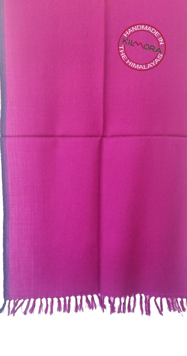 Merino wool stole from Kilmora in rich magenta edged with the deep eggplant purple