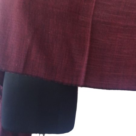 Merino wool stole from KIlmora in thin vertical striped in burnt maroon