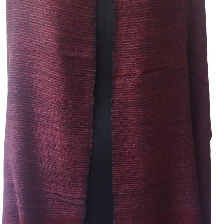 Merino wool stole from KIlmora in thin vertical striped in burnt maroon