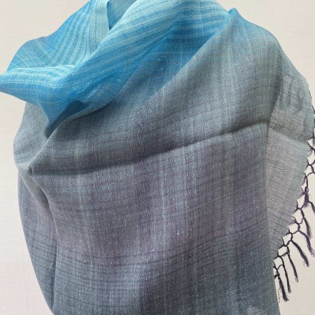 Pure handwoven cotton linen stole in Kilmora's signature gradation weave