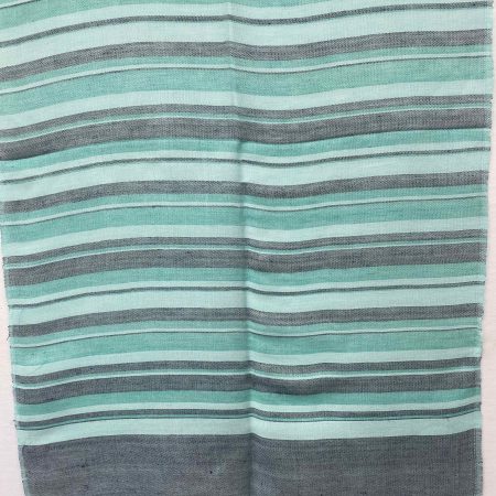 Pure cotton linen handwoven stole with vertical stripes in indigo, baby bue, arctic blue and turquoise.