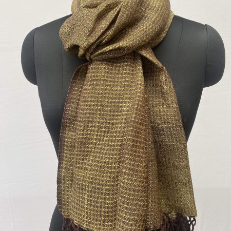 Pure cotton linen handwoven double shaded stole in shades of walnut and gold.