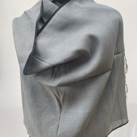 Pure cotton linen handwoven stole in light silver chrome