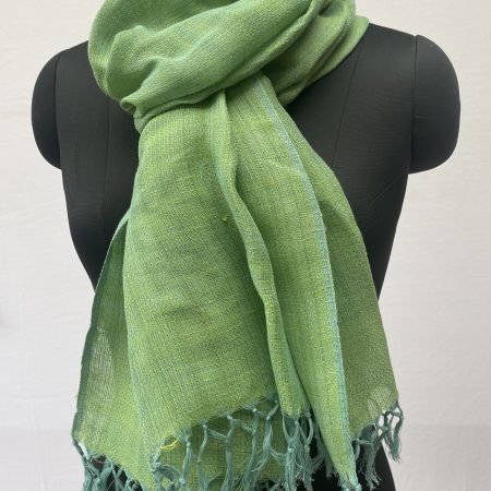 Pure cotton linen handwoven stole in summery lime with a hint of turquoise for that extra beach vibe.