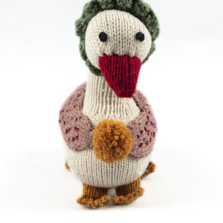 Cotton hand knit toy duck similar to Beatrix Potter's duck