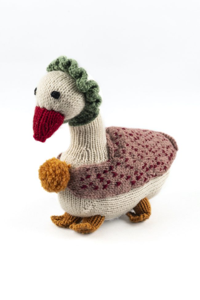 Cotton hand knit toy duck similar to Beatrix Potter's duck