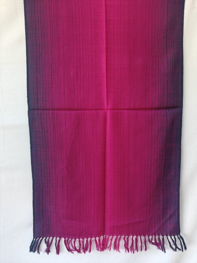 Merino wool stole in gradation weave - in shades of raspberry pink with amethyst on the sides