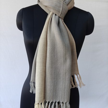 Merino wool ombre stole in shades of cream, beige, sand and royal blue